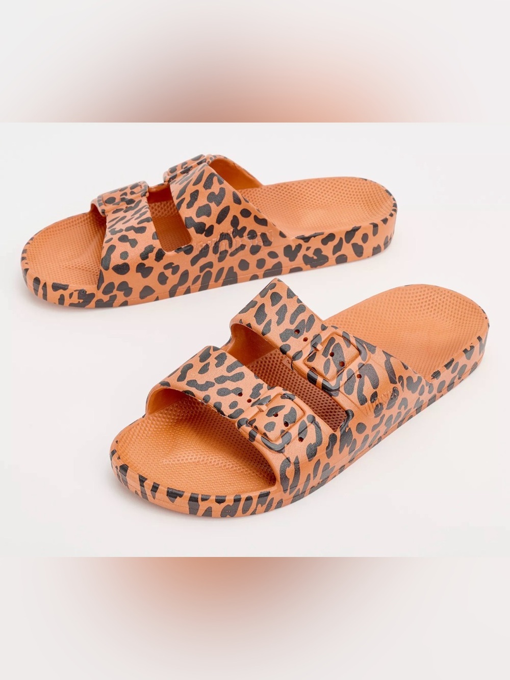 Freedom Moses Leopard Print Double Strap Slide Sandals (W9; EU39/40)